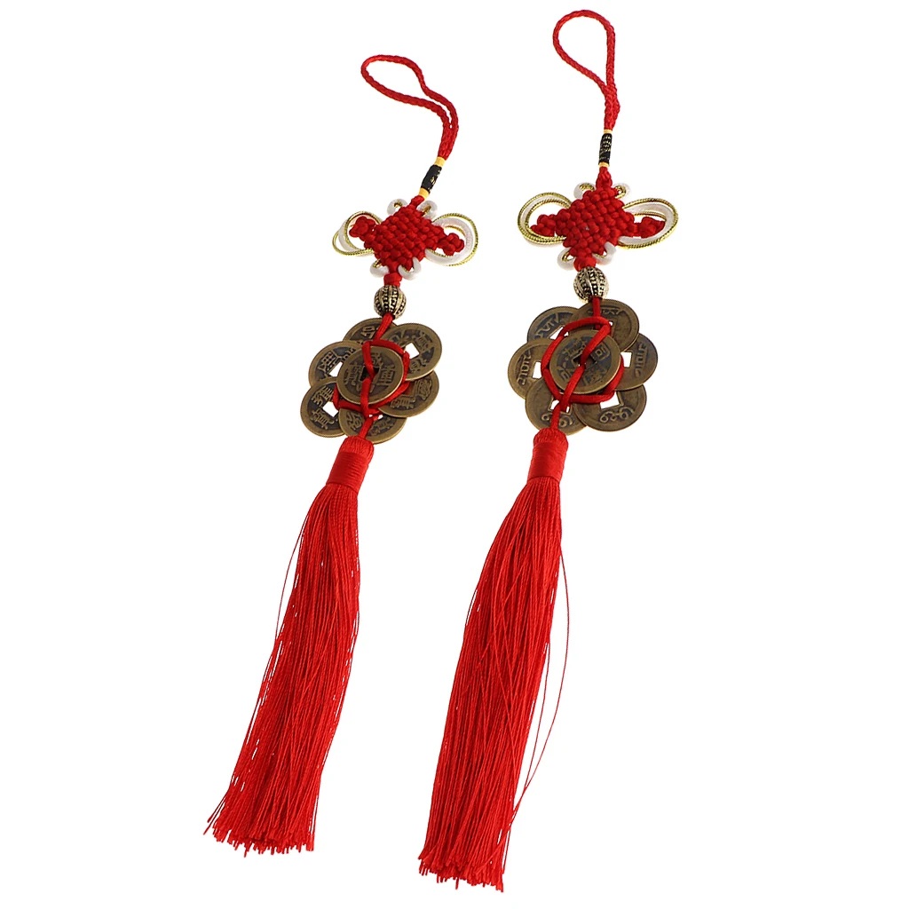 5 Styles Chinese Knot Charms Fengshui Symbol with Lucky Coins for Car/ Home Lucky Pendants /Embellishments