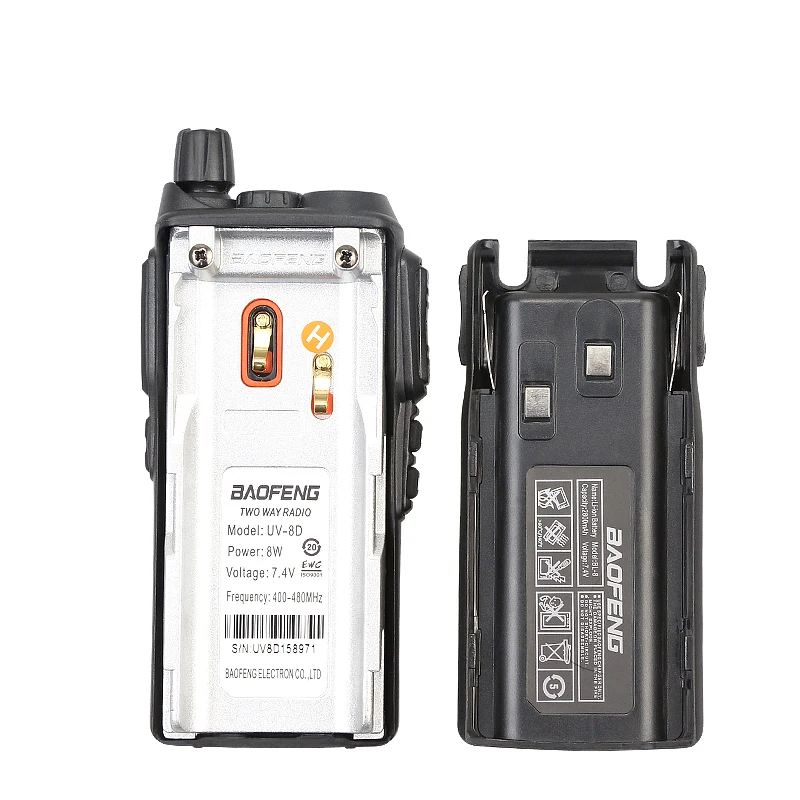 100% оригинал 8 Вт 128 Каналы свободная рука Baofeng UV-8D Walkie Talkie KM UHF 400-480 мГц Портативный радио ФИО Comunicador UV8D переговорные