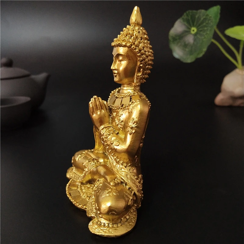 家と庭のための瞑想仏像,ミニチュア彫刻,ヒンドゥー風水置物,手作りの装飾品,金色,タイ|Statues  Sculptures| -  AliExpress