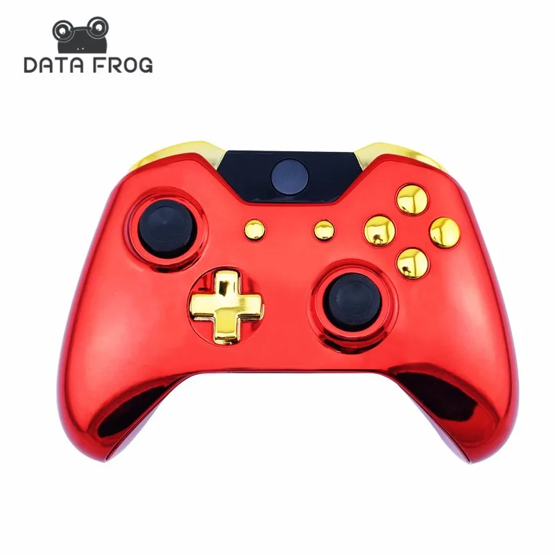 New Arrival Custom Chrome Red Replacement Shell + Gold Buttons Mod Kit for Microsoft Xbox one 1 wireless controller Iron Man  (1)