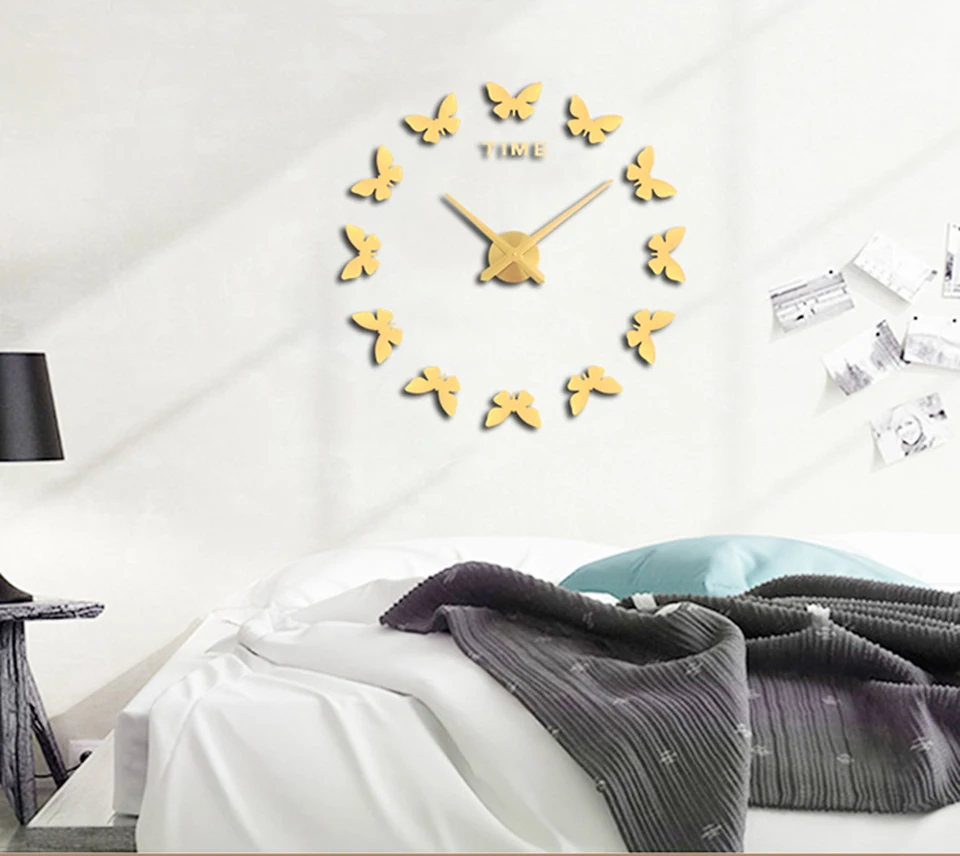 muhsein новая наклейка на стену s домашний декор плакат Сделай Сам Европейский акриловый большой 3d стикер натюрморт настенные часы лошадь бабочка
