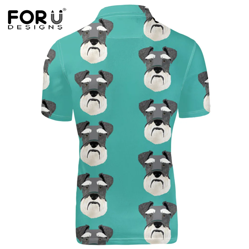 FORUDESIGNS/рубашка с принтом шнауцера, мужская рубашка с коротким рукавом, мужские Модные летние топы для подростков, одежда с стоячим воротником