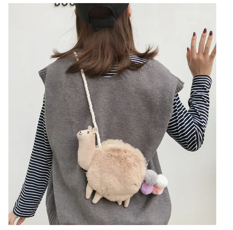 Kawaii Autume Winer Мягкие плюшевые сумки с изображениями животных дети верблюд Альпака одно плечо сумка gld3 детский сад школьная сумка в стиле кэжуал