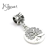 5 шт./лот тибетская Посеребренная круглая подвеска "Древо жизни" бисер Подходит для европейских шармов браслет ювелирные изделия Diy ювелирных изделий ручной работы