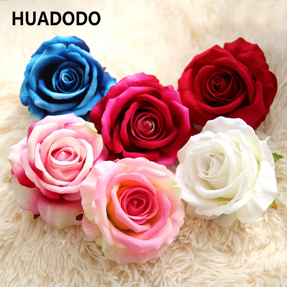 

HUADODO 10cm 2Pieces Artificial Rose flowers heads Silk DIY fake flower wall For Home Wedding Flower Decoration High Quality