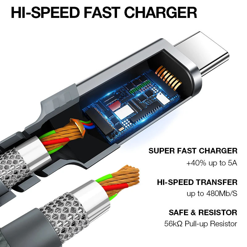 Кабель JSAUX Type C USB 5A кабель для Huawei P40 Pro Mate 30 P30 40 Вт быстрой зарядки Usb зарядный
