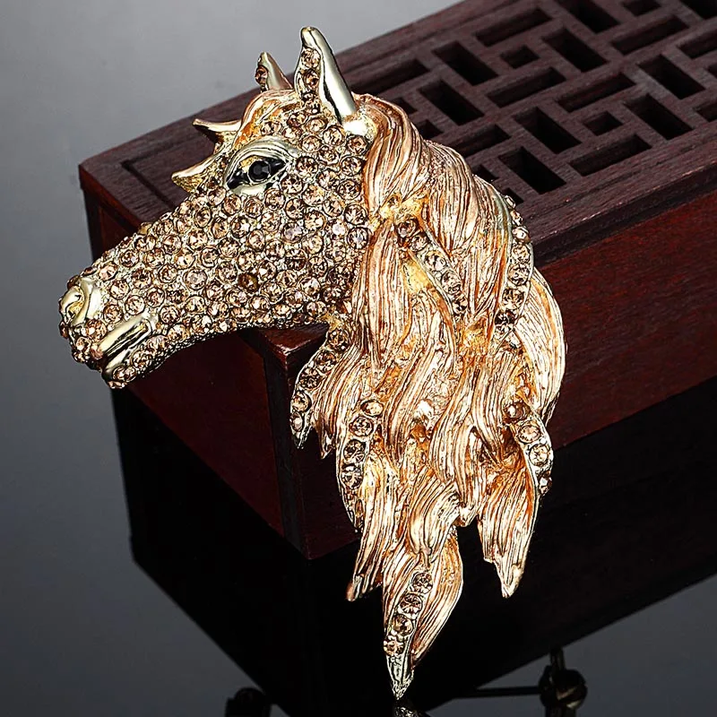 12pcs/lot Wholesale Horse Head Animal Brooch Pin Men Brooches Jewelry