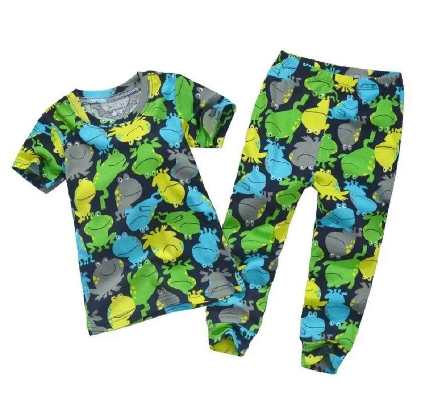 

Summer Boys Pajama Sets Baby Girl Night Clothes Undershirt Short Pants Crocodile Blue Boys Sleepwear 2017 T-Shirt Pant