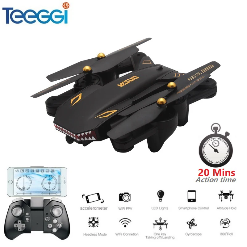Teeggi VISUO XS809S XS809HW Upgraded Foldable RC font b Drone b font with 720P Wide Angle