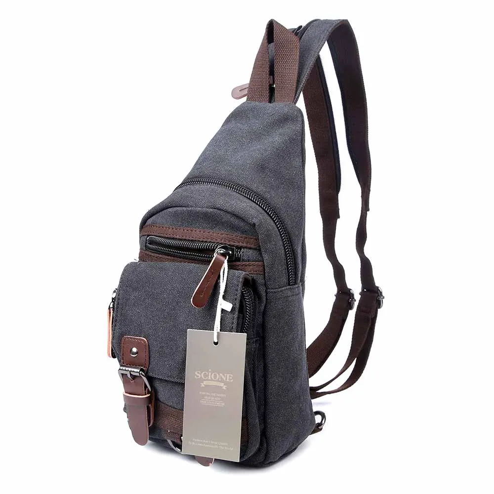 Mochila de Lona ao ar Livre para os Homens de Fitness Pacote de Bolsa de Ombro dos Homens do Vintage ao ar Scione Ginásio Peito Livre Militar Tático Mochila 22 High Quality Esporte e Lazer