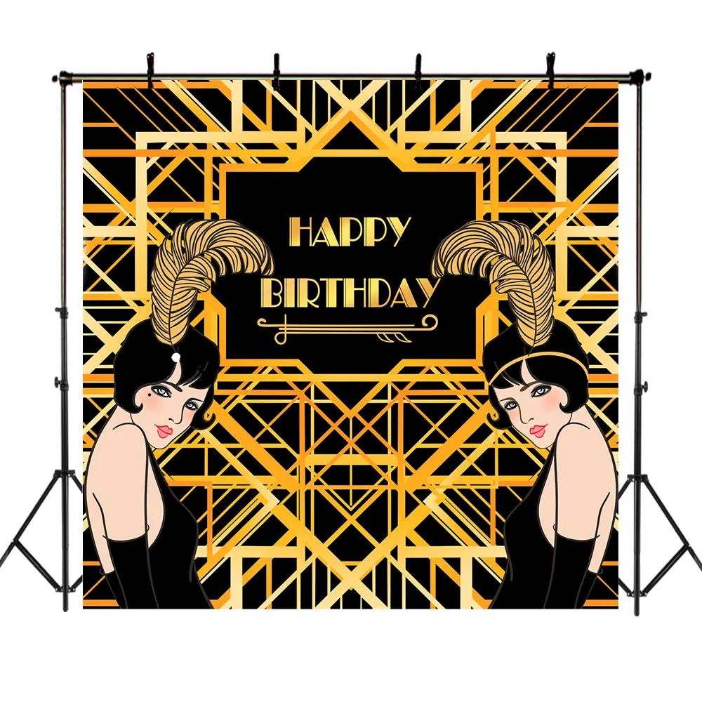 NeoBack Gatsby фон для дня рождения Ретро Flapper девушка Великий Гэтсби День баннер черный