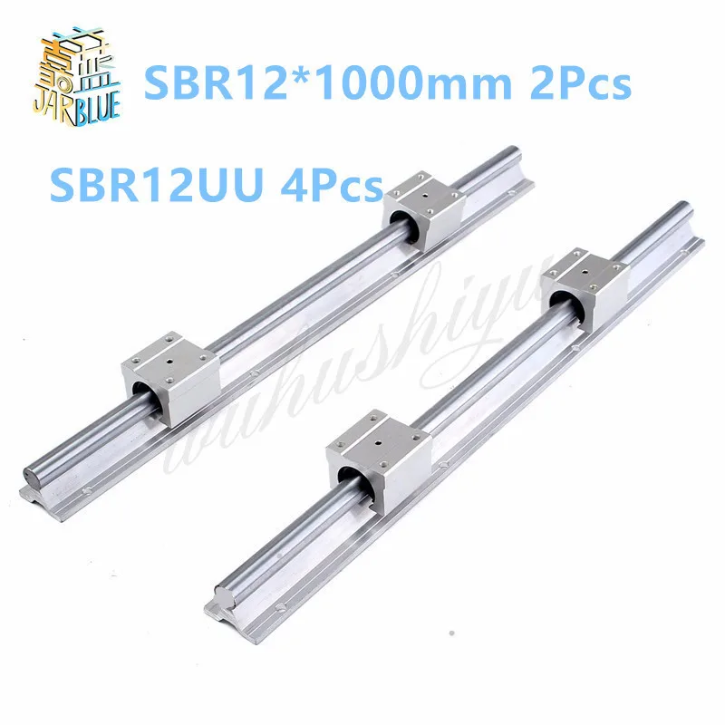 

High quality 2pcs 12mm linear rail SBR12 L1000mm support round guide rail + 4pcs SBR12UU slide block for cnc