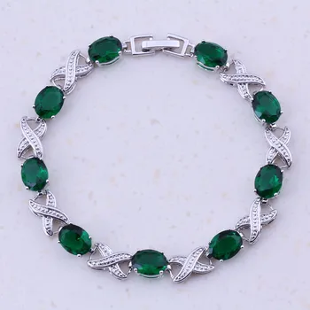 

Brilliant Green Crystal Silver Color Charm Bracelets For Women Party Fashion Jewelry Trend Accessories D0013
