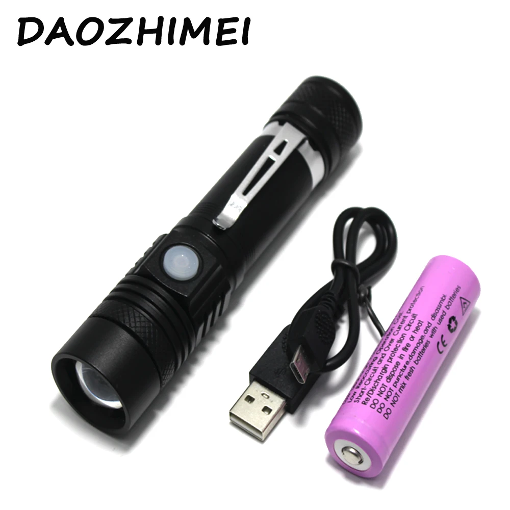 

Portable mini Ultra Bright XM-L T6 USB LED Flashlight 3 Modes 5000 Lumens Zoomable LED Torch 18650 Battery + USB