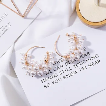 

12pairs/lot 2019 exaggerated fashion pearl ear ring celebrity winter grape earrings female hipsters