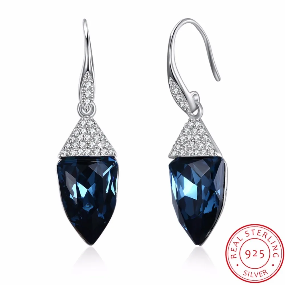 

LEKANI Crystal From SWAROVSKI Water Drop Earrings For Women Fashion Long Dangle Earring 925 Sterling Silver Wedding Jewelry Gift