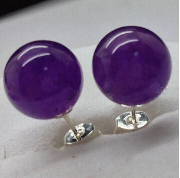

Bridal jewelry free shipping hot sellnew 10mm Women's Round Amethyst Sterling Silver Stud Earrings