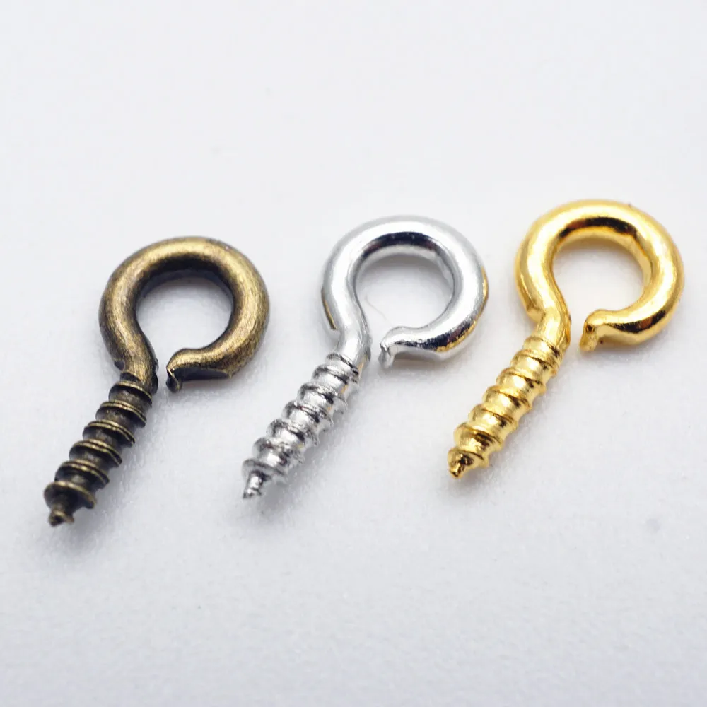 

100PCS/LOT Small Eye Screw Hooks Clasps Eye Pin For Pendant Silver Eyelet Hooks Fit Drilled Beads DIY Jewelry Making HK001