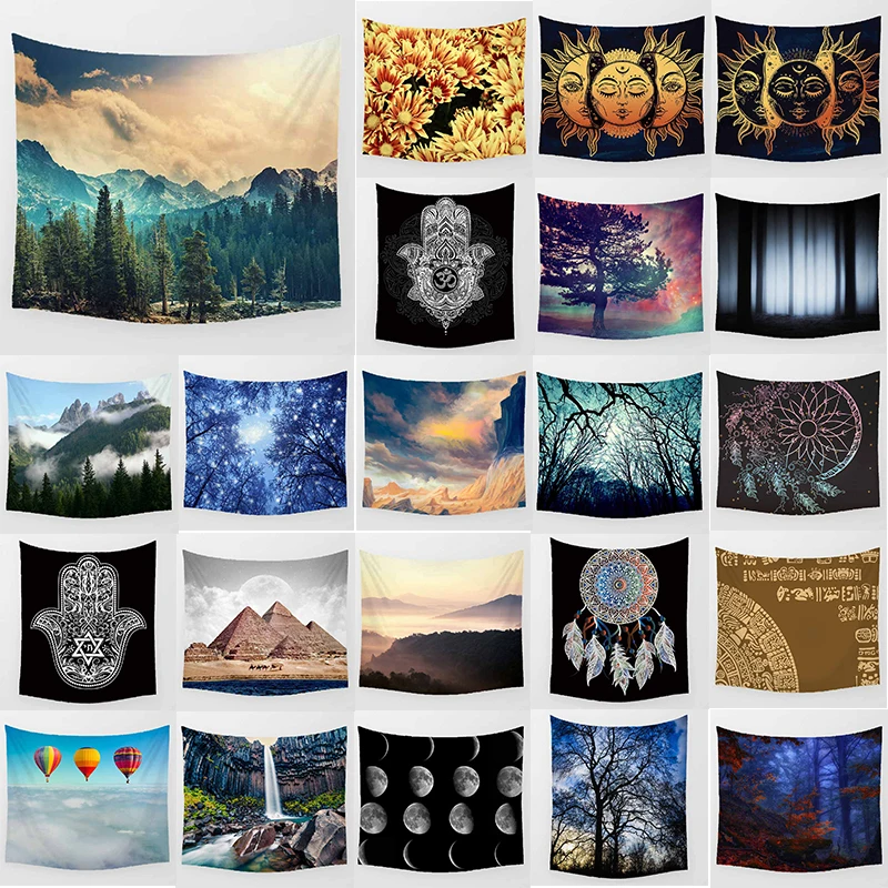 

Unicorn tapestry forest mountain pyramid wall hanging tapestry home decoration large rectangle bedroom wall tapestry