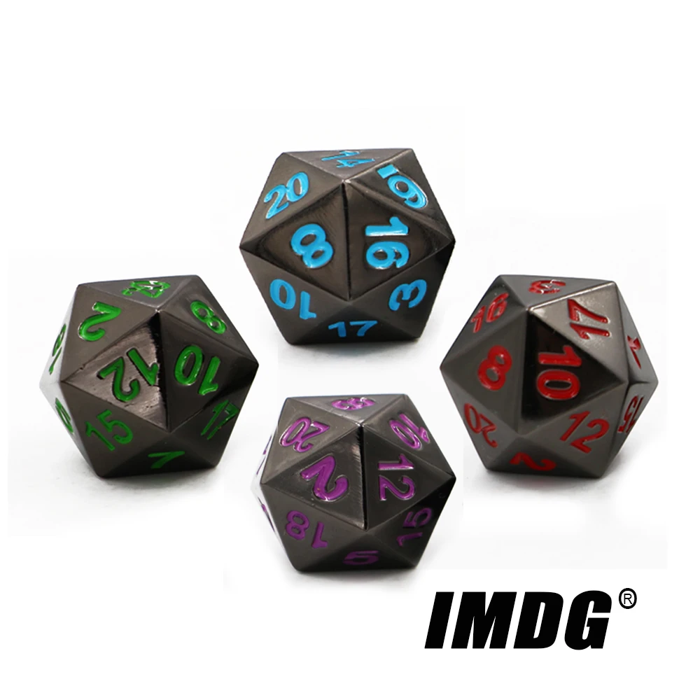 

1pcs D20 Dungeons & Dragons RPG Dice 20-sides D&D Metal Dice DND Black Color Digital Game Dice