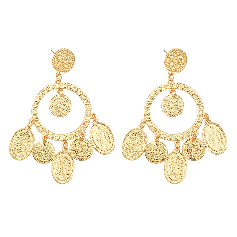 

2019 New Arrive Statement Drop Earrings Hanging Dangle Metal Paillette Pendientes Fashion Trend Brincos Bijoux For Women