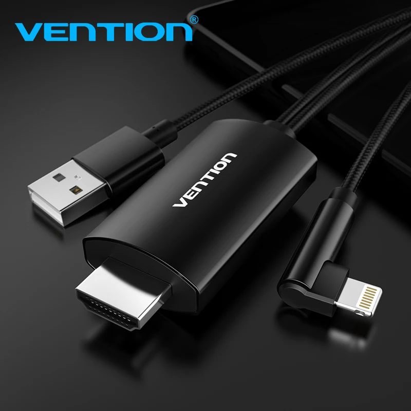 

Vention HDMI Cable for iPhone 6 7 8 X iPad iOS smartphone HDTV AV to HDMI USB Adapter USB to HDMI 1080P Converter for Apple TV