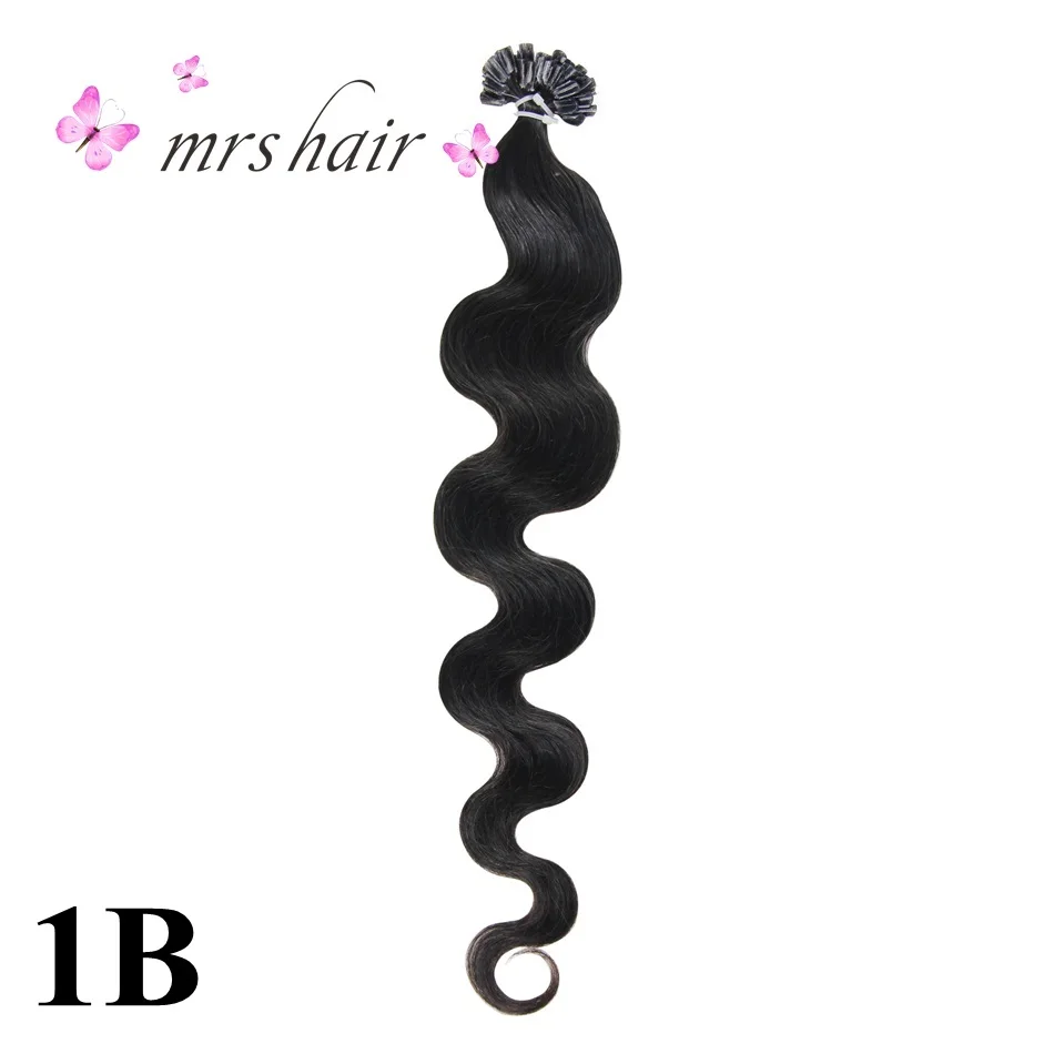 MRS HAIR Body Wave U Tip Наращивание волос 20 "кератиновые волосы на капсуле искусственные волосы одинаковой направленности Fusion волосы для ногтей