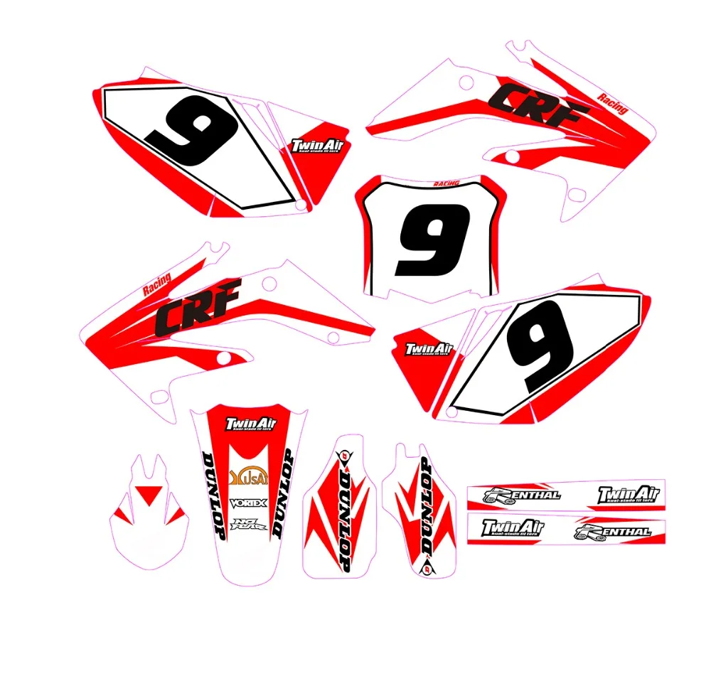 

Custom Number Plate Background Graphics Decals & Stickers For HONDA CRF 250R CRF250R CRF 250 2008 2009 Free shipping