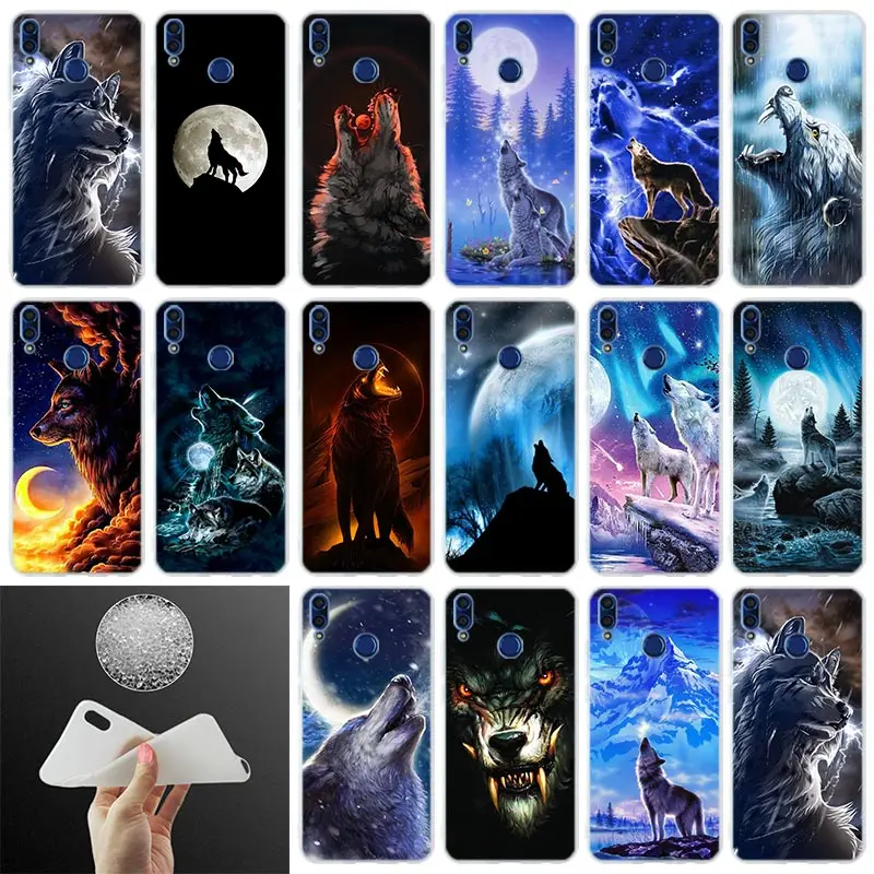 

Silicone Back Cover Phone Case Howling wolf skin For Huawei Honor 10i 9i Lite 8a 8x max 8c 7x 7a pro 6x V20 Paly Soft