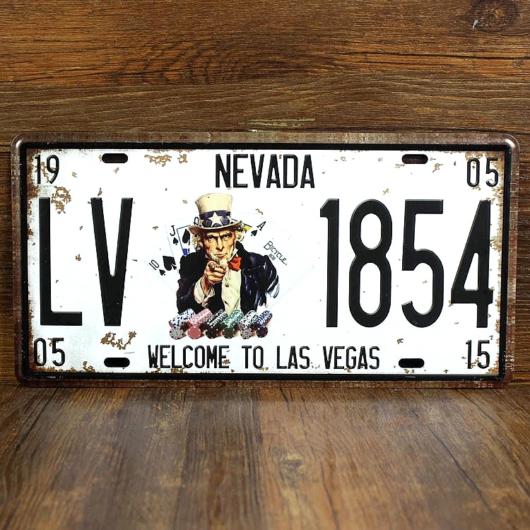 RONE303 Car number About &quot; LV 1854 NEVADA &quot; License Plates plate Vintage Metal tin sign Wall art ...