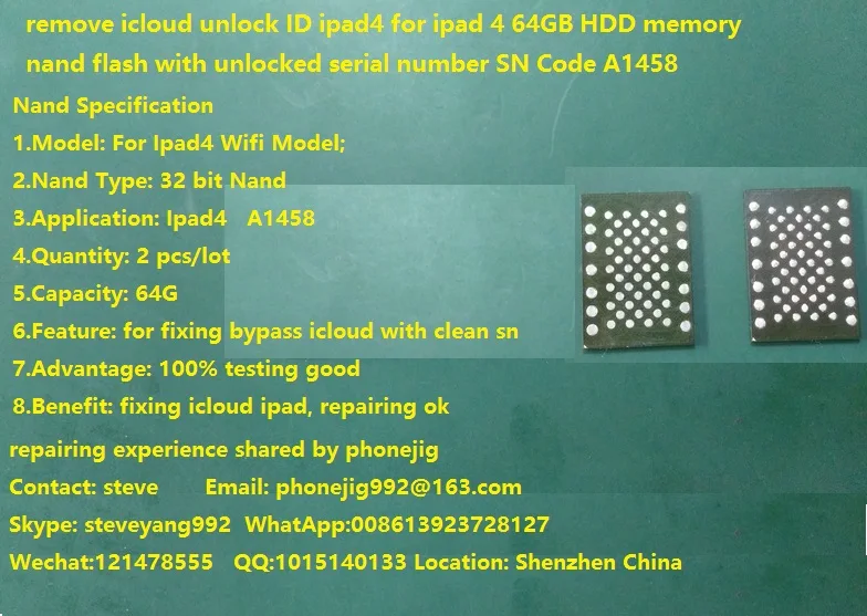 

remove icloud unlock ID ipad4 for ipad 4 64GB HDD memory nand flash with unlocked serial number SN Code A1416 free ship 2pcs