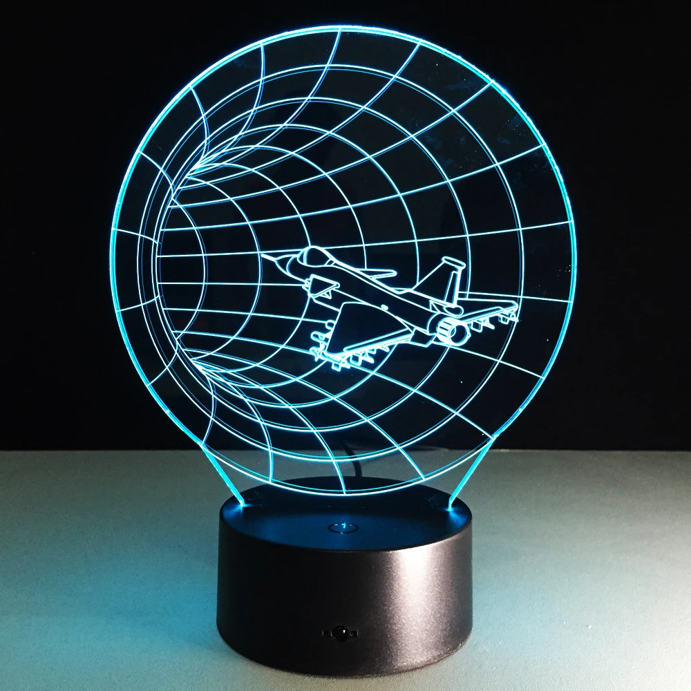 Unique 3D Effect Time Airplane Shape LED Night Lamp with USB Table Lamp