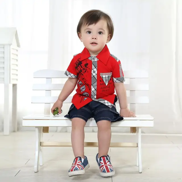 Cheap Baby Boy Clothes Kids Shorts Baby Boy Plaid Clothing Suit
