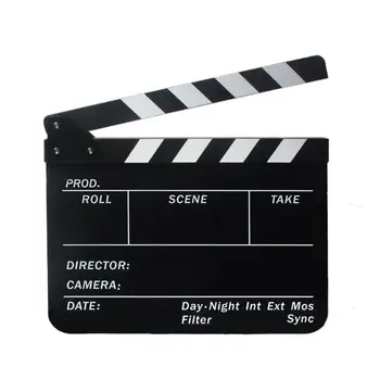 

Plastic Dry Erase Director's Film Clapboard with Black + White Sticks