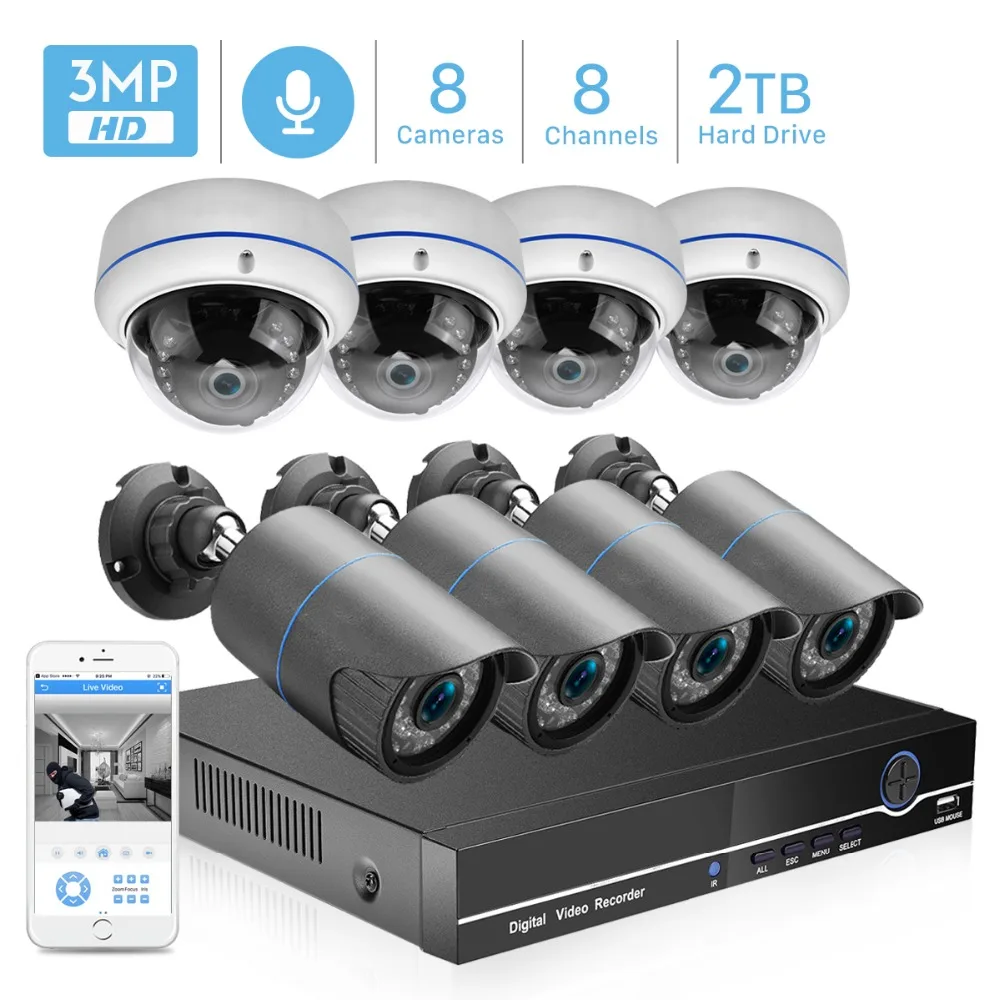 Камера видеонаблюдения BESDER H.265 8 каналов 4 МП POE NVR аудиозапись 48 В PoE IP P2P|Система