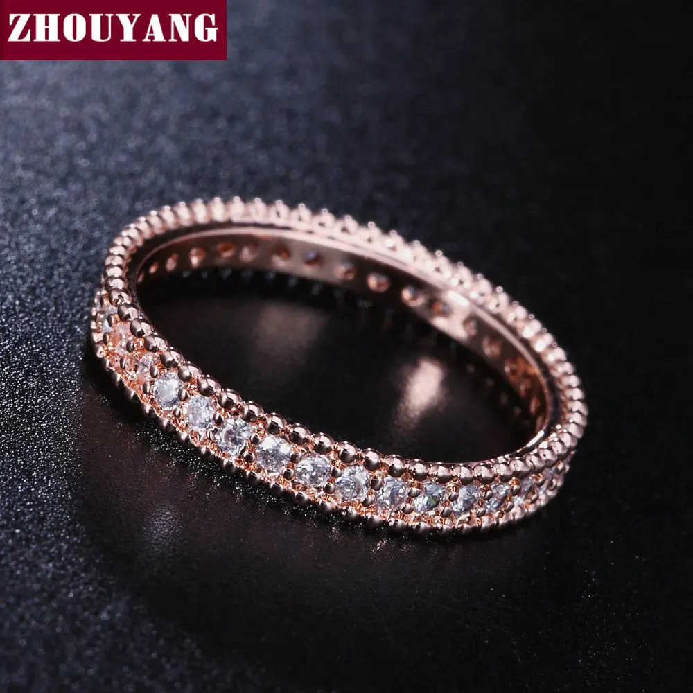 ZHOUYANG Wedding Ring For Women Simple Classic Cubic Zirconia Rose Gold Color Wedding & Engagement Ring Fashion Jewelry ZYR490