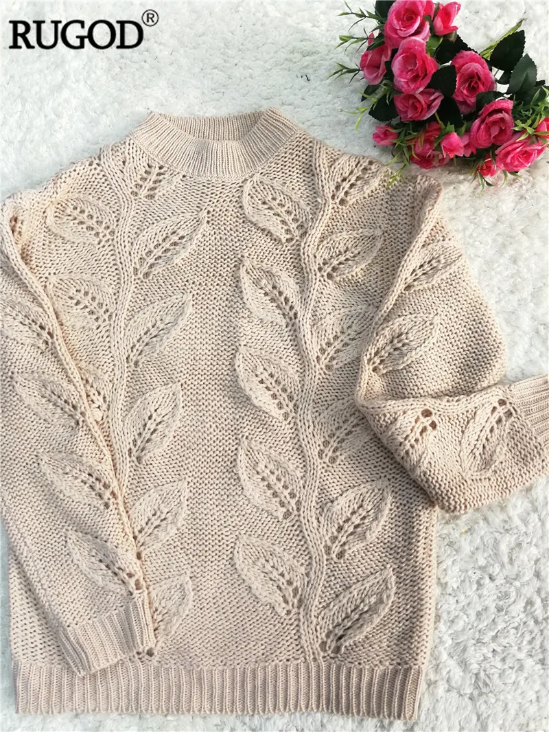 RUGOD вязаный свитер ручной работы с рисунком листьев для женщин; сезон осень-зима; теплый вязаный пуловер; женские свитера; Befree Sueter Mujer