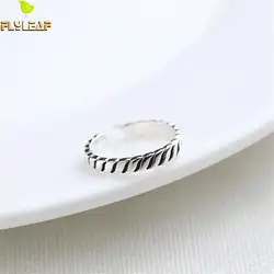 Flyleaf геометрический твист шаблон Открытое кольцо Винтаж 100% кольца из стерлингового серебра 925 для женщин высокое качество простые