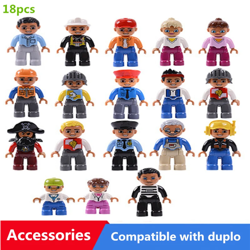 

18pcs Doll Series Big Particle Building Blocks Character Family Figures Toys Compatible With Legoingly Duploed For Children Gift