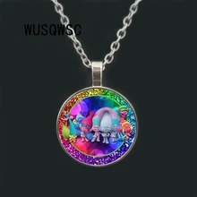 

WUSQWSC 2018 Child Dress Up Figures Toys New DreamWorks Silver Crystal spinner Chain Trolls Pendant Crystal Necklace Jewelry