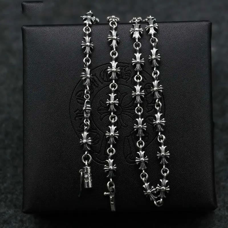 

S925 Sterling Silver Long Cross Necklace Female Korean Version Of The Sweater Chain Thai Thai Silver Men Clavicle Chain