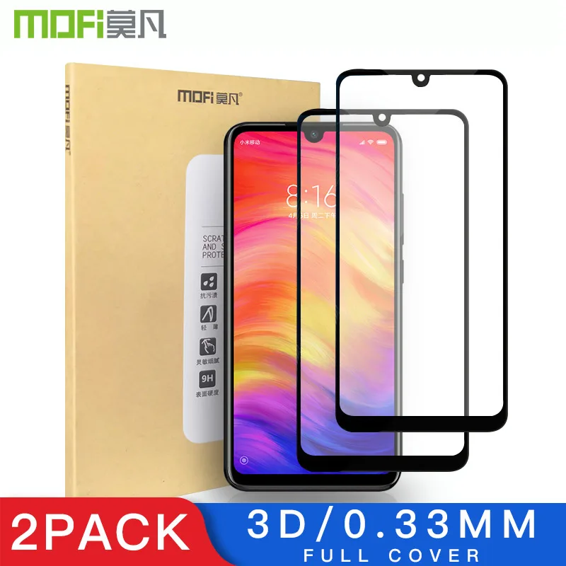 

Mofi 2 Pack 3D Screen Protector For Xiaomi Redmi Note 7 S Pro Glass Full Coverage LCD 0.33mm Thin Protective Film 9H +Anti-Glare