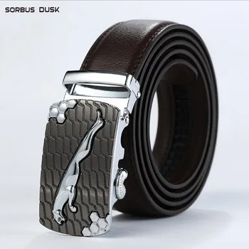 

SORBUS DUSK High Quality Men's Genuine Leather Belt Business Fashion Luxury Brand Male Waist Strap Automatic Buckle Belt Cheetah
