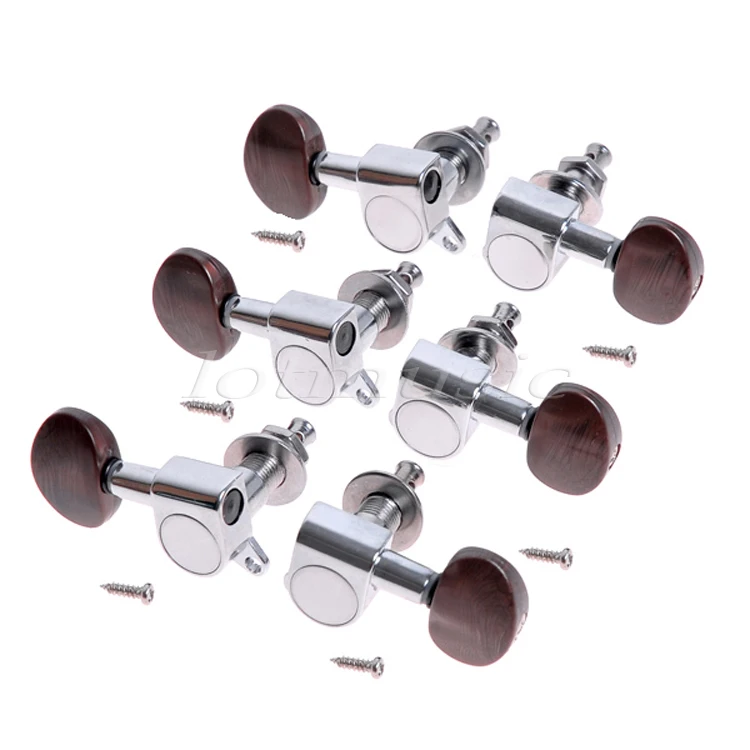 3l3r Acoustic Guitar Tuning Pegs Chrome Enclosed Machine Head W/ Amber