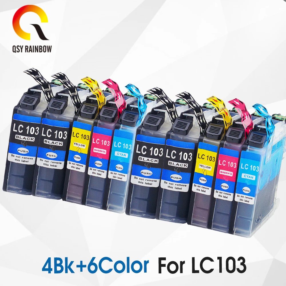 10 чернильных картриджей для принтера cmyk совместимый с Brother LC103 MFC J245 J4710DW J285DW J475DW