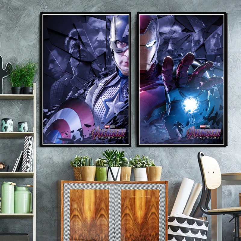 

Captain America Iron Man Avengers Endgame Marvel Movie Characters Poster Art Prints Picture Canvas Living Room Wall Print Decor