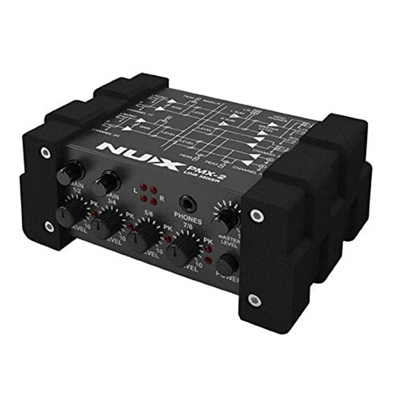 

NUX PMX-2/PMX-2U I/O Line Mixer mini mixer console USB sound console 6/8 inputs 2 outputs volume indicator level control