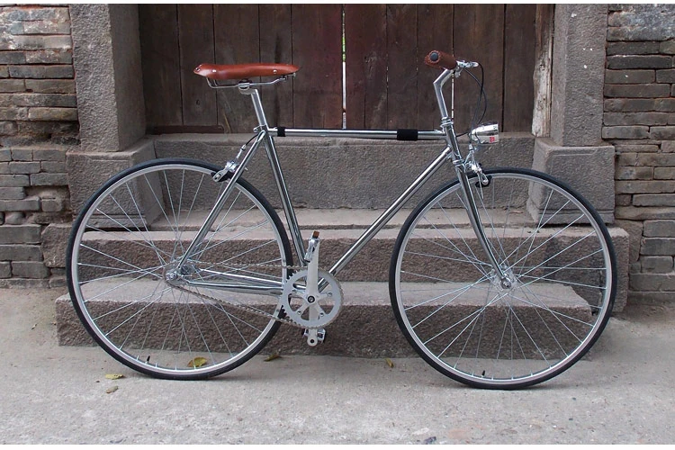 Discount 700C bicycle frame 52cm sliver plating  fixie bike frame road bicycle frame plated steel frame with fork 3