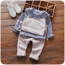 

New girls Long sleeve set girls suit spring and autumn children's clothes Lotus leaf collar Cotton fashion comfortable girl suit
