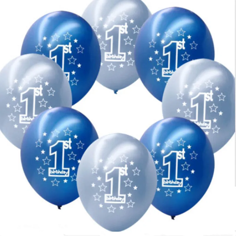 

10pcs First Birthday Balloons Girl Boy Printed Number 1st Pearlised Birthday Party Decoration
